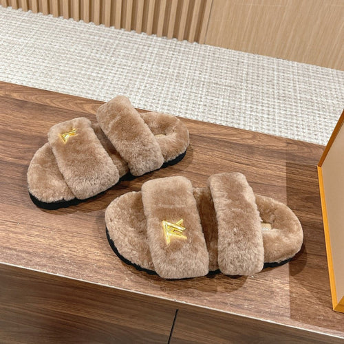 Louis Vuitton Sunset Flat Comfort Mule Milky Brown Wool