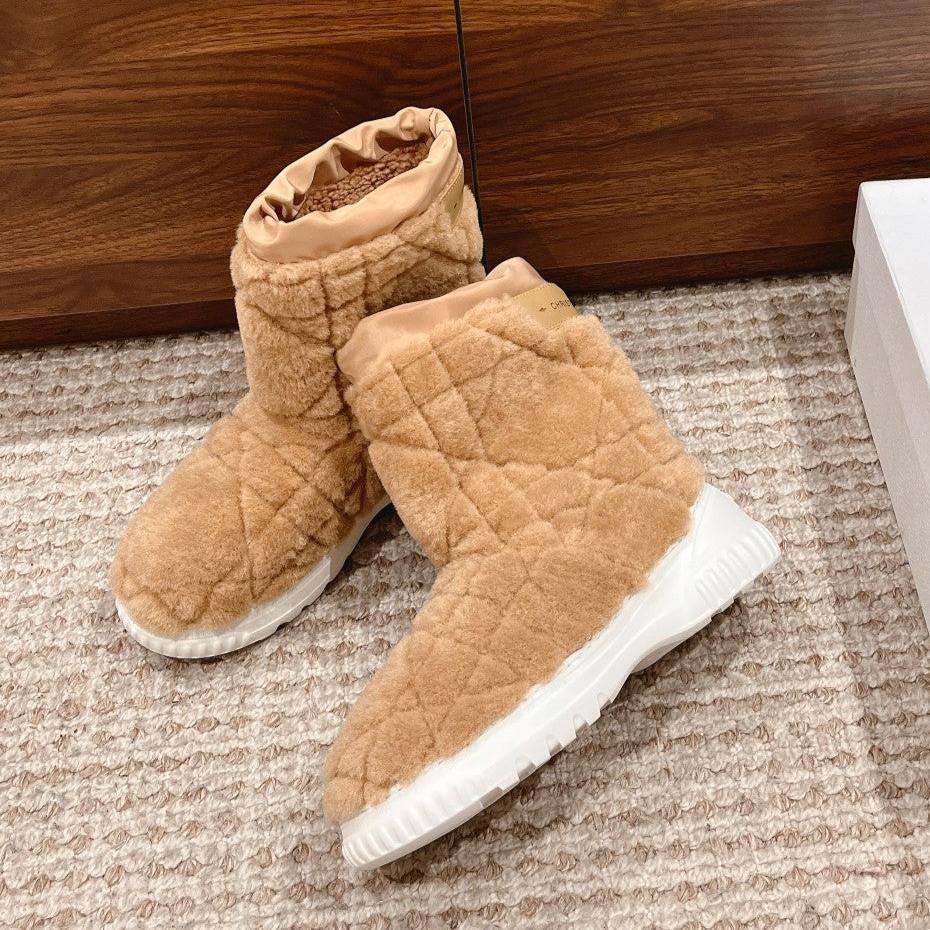 DIOR Ankle Boots Beige Fleece And Windbreaker Fabric