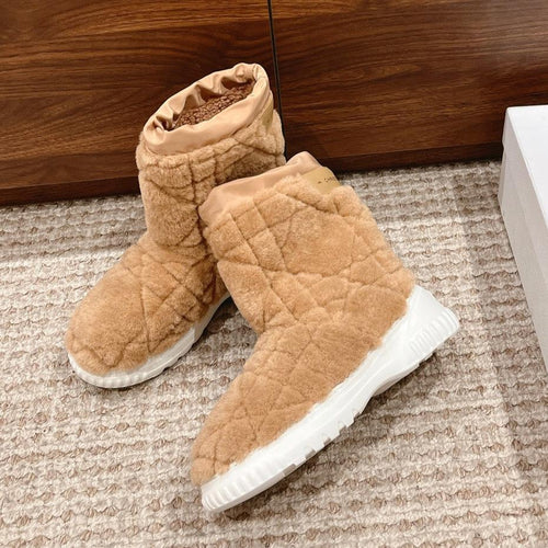 DIOR Ankle Boots Beige Fleece And Windbreaker Fabric