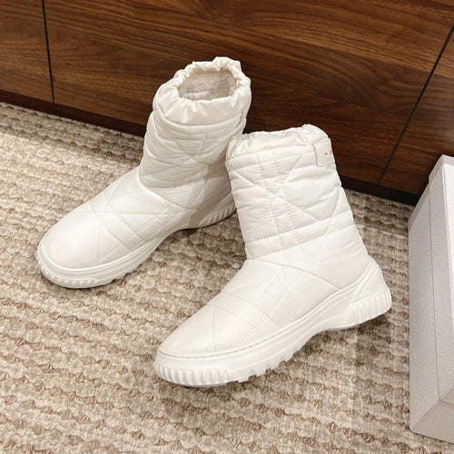 DIOR Ankle Boots White Quilted Windbreaker Fabric And Fleece