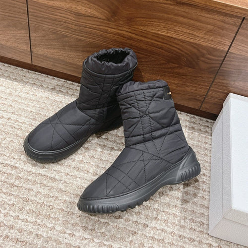 DIOR Ankle Boots Black Quilted Windbreaker Fabric And Fleece