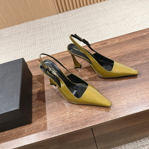 Saint Laurent SL DUNE SLINGBACK PUMPS MUSTARD POLISHED CALFSKIN