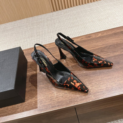 Saint Laurent SL DUNE SLINGBACK PUMPS LEOPARD POLISHED CALFSKIN