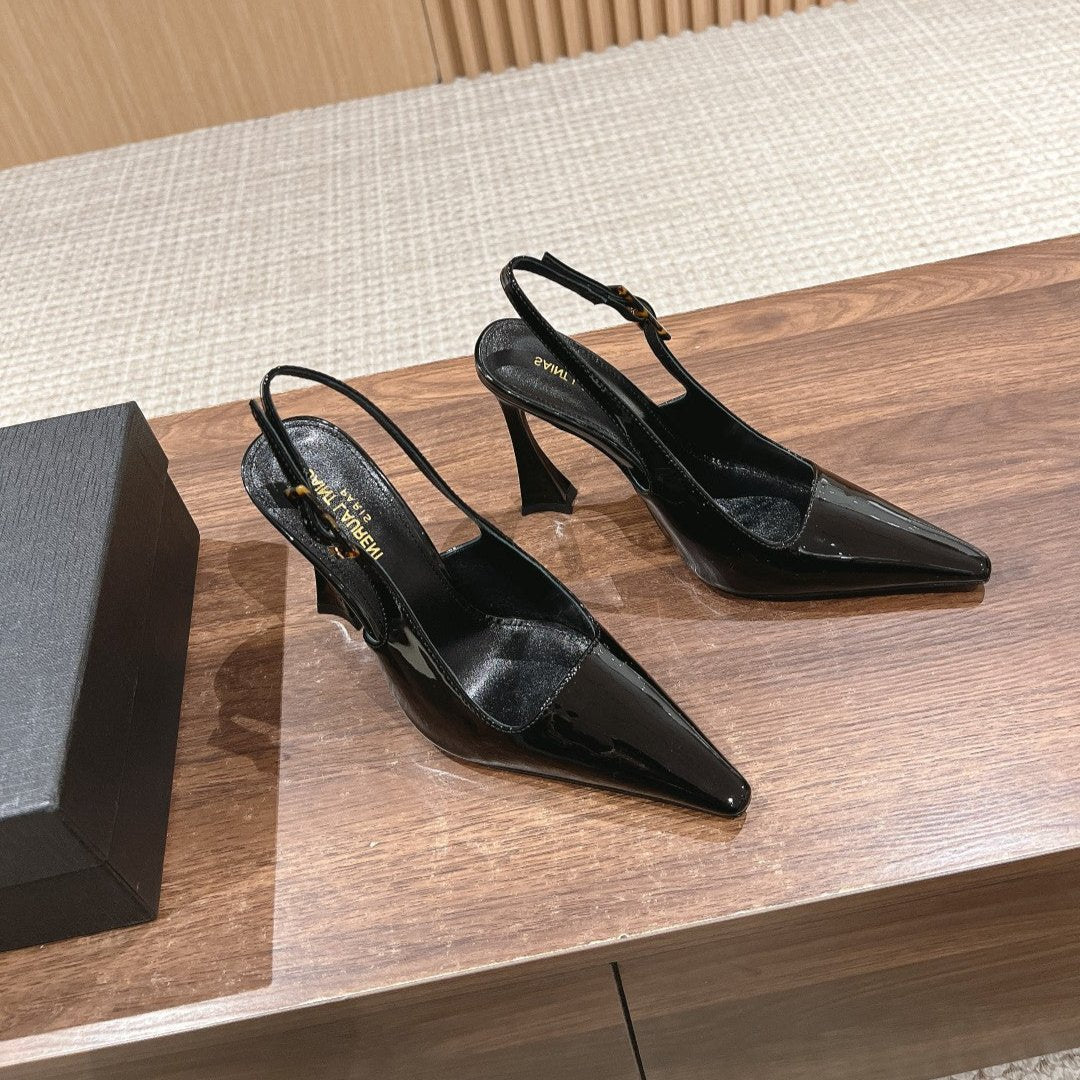 Saint Laurent SL DUNE SLINGBACK PUMPS BLACK CALFSKIN