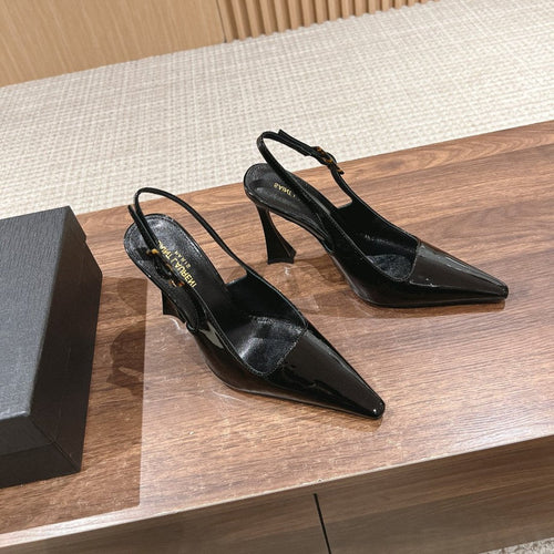 Saint Laurent SL DUNE SLINGBACK PUMPS BLACK CALFSKIN