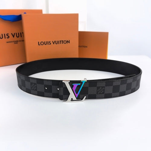 Louis Vuitton LARGE 40MM PYRAMIDE BELT BLACK DAMIER MONOGRAM CALFSKIN METAL HARDWARE