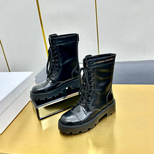 DIOR D-Unit Ankle Boot 40mm In Plain Black Calfskin 111776