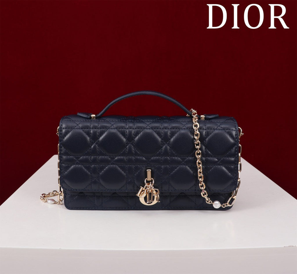 DIOR my mini 21 dark blue lambskin