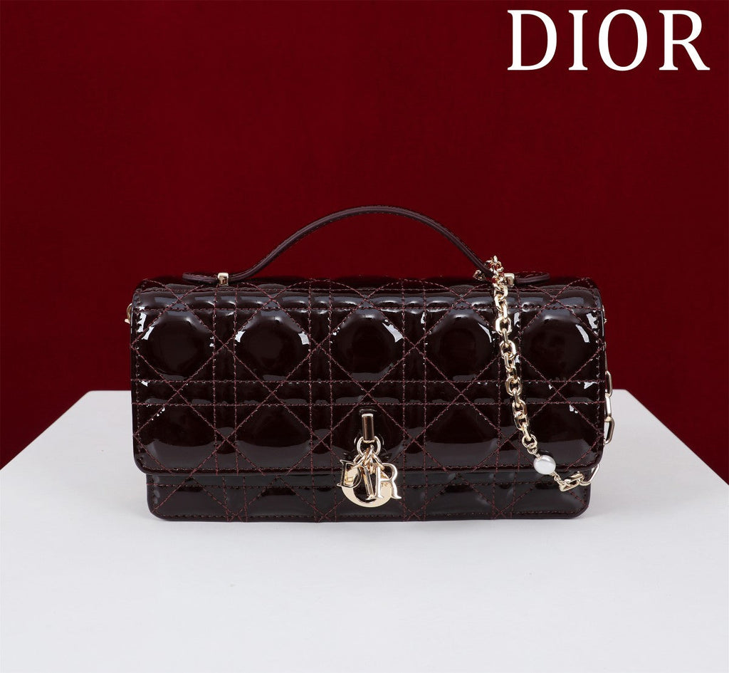 DIOR my mini 21 wine red patent calfskin