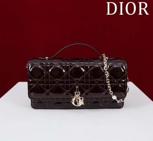 DIOR my mini 21 wine red patent calfskin