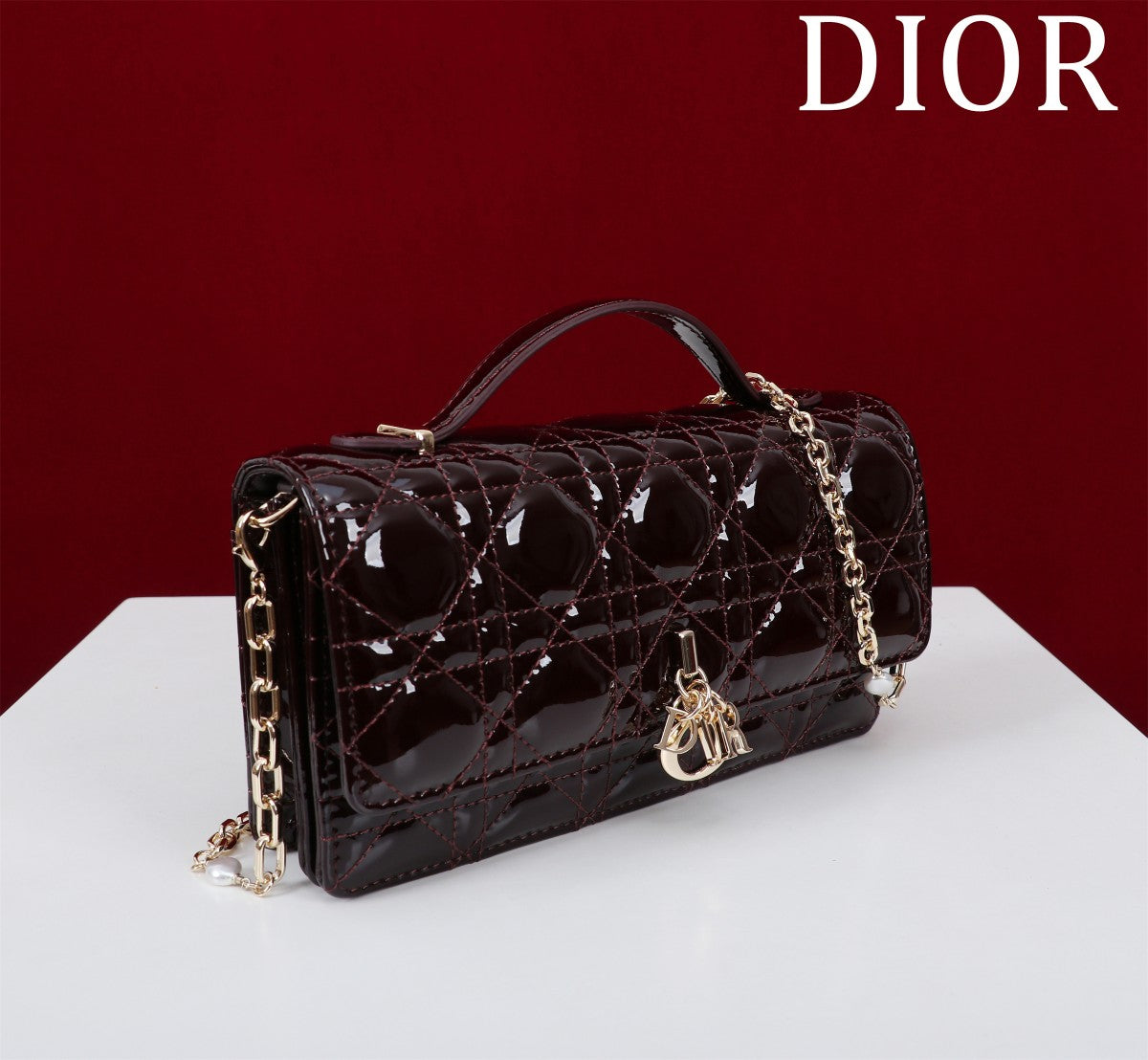 DIOR my mini 21 wine red patent calfskin
