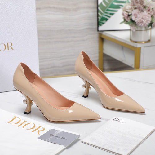DIOR Tribales Pump 80mm Glossy Beige Cowhide
