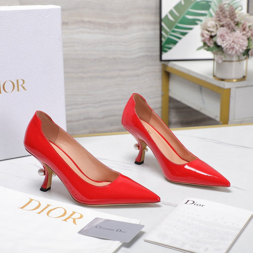DIOR Tribales Pump 80mm Glossy Red Orange Cowhide