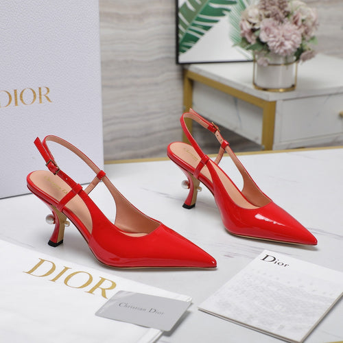 DIOR Tribales Slingback Pump Glossy Red Orange Cowhide