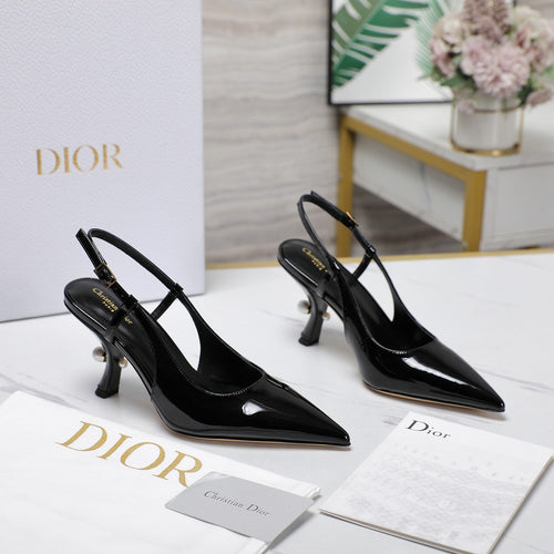 DIOR Tribales Slingback Pump Glossy Black Cowhide