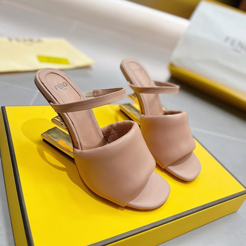 FENDI FENDI BAGUETTE HIGH-HEEL SANDALS 8 CM IN CAMEL BROWN CALFSKIN