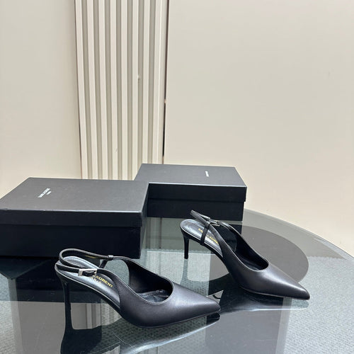 Saint Laurent SL TRAPEZE SLINGBACK PUMP BLACK CALFSKIN
