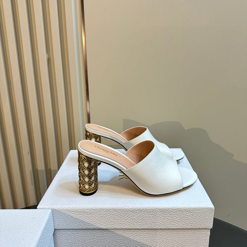 DIOR Icon Heeled Slide 95mm White Calfskin