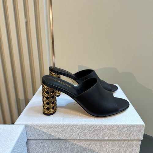 DIOR Icon Heeled Slide 95mm Black Calfskin