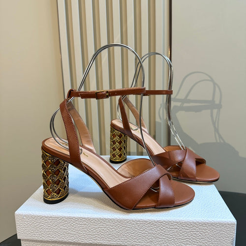 DIOR Icon Heeled Sandal 95mm Brown Calfskin