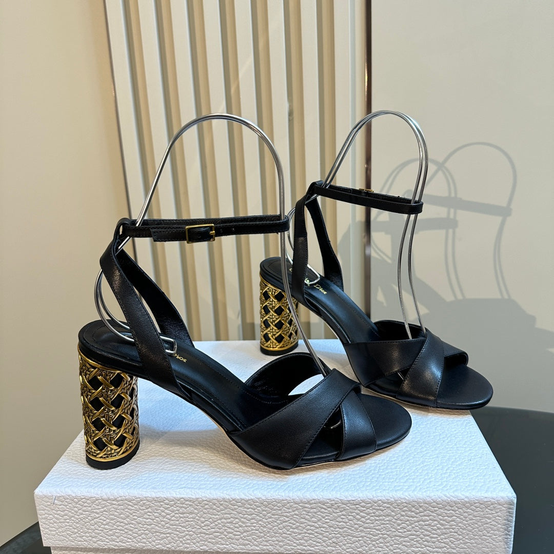 DIOR Icon Heeled Sandal 95mm Black Calfskin