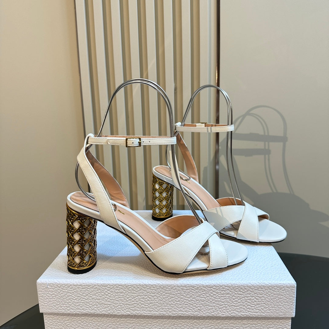 DIOR Icon Heeled Sandal 95mm White Calfskin