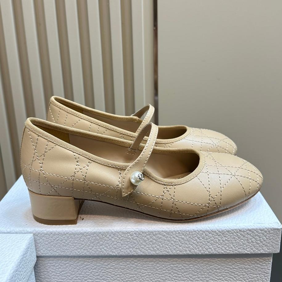 DIOR Ballet Pump Beige Soft Cowhide
