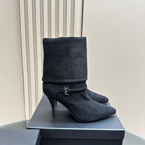 Saint Laurent NIKI BOOTIES IN BLACK SUEDE