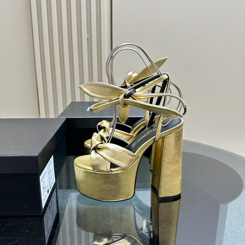 Saint Laurent BIANCA PLATFORM SANDALS IN GOLD LAMBSKIN