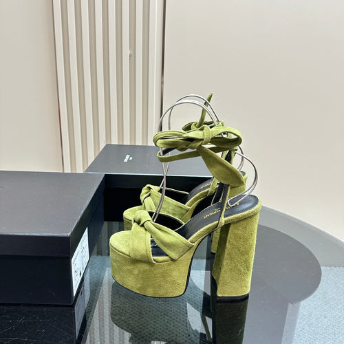 Saint Laurent BIANCA PLATFORM SANDALS IN LIMERICK SUEDE