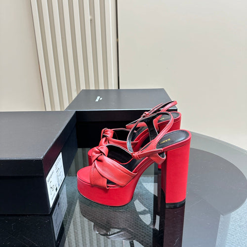 Saint Laurent BIANCA PLATFORM SANDALS IN RED LAMBSKIN