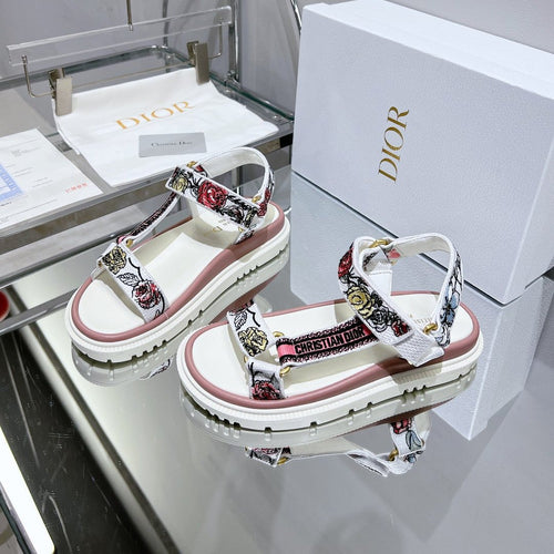 DIOR D-Wave Sandal In Colorful Mix White Cowhide 100759