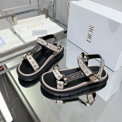 DIOR D-Wave Sandal In Light Pink Black Cowhide 100761