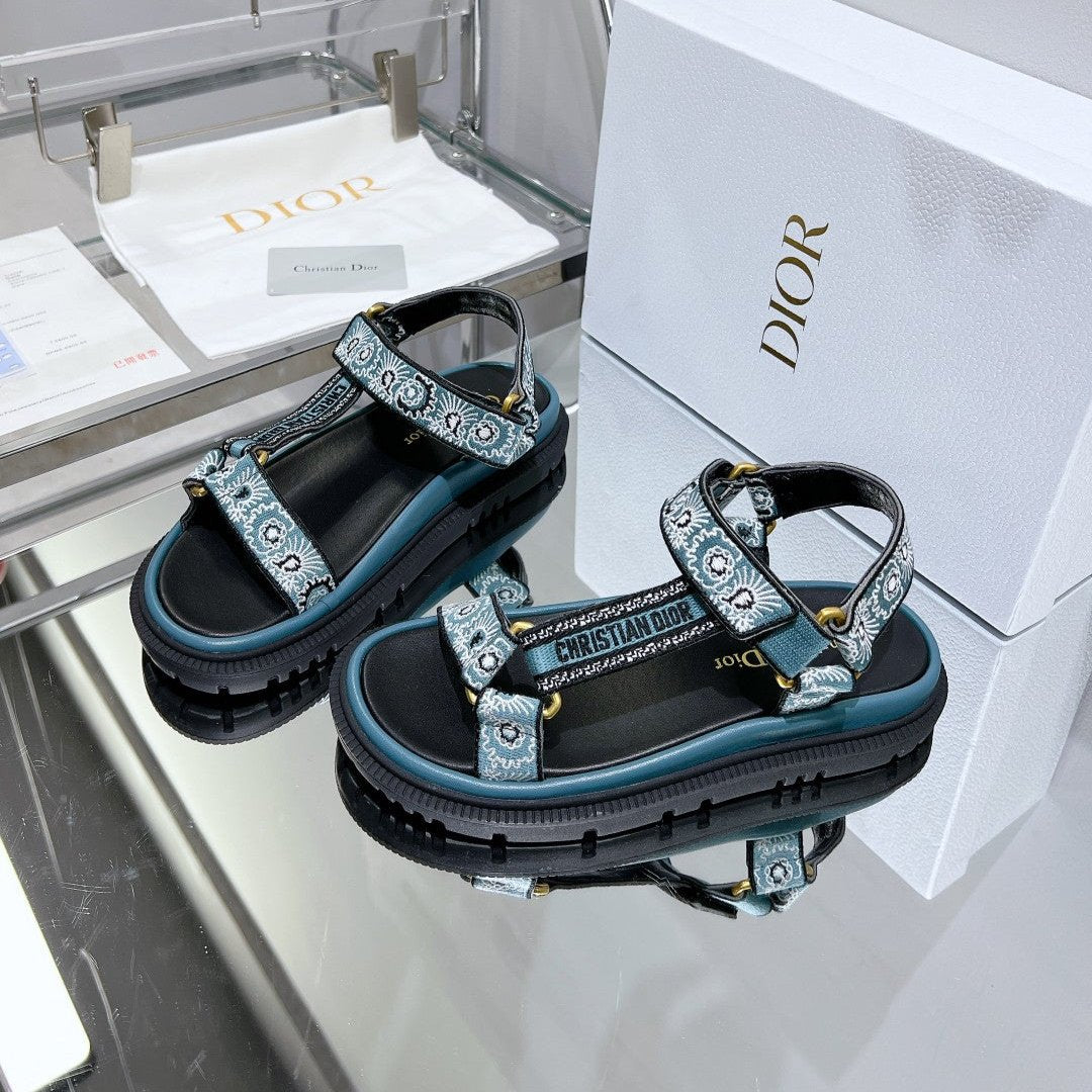 DIOR D-Wave Sandal In Blue Black Cowhide 100763