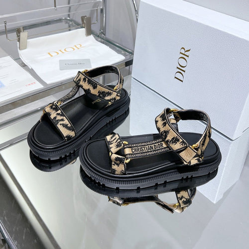 DIOR D-Wave Sandal In Drak Beige Black Cowhide 100765