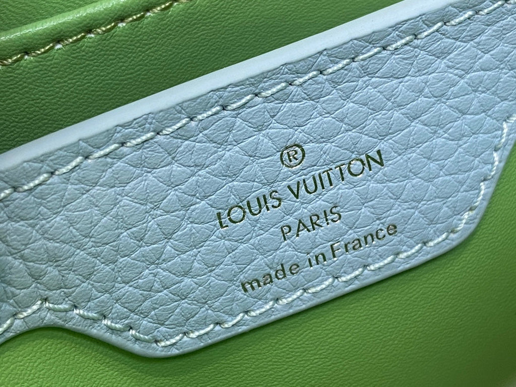 Louis Vuitton CAPUCINES MINI 21 GREEN TAURILLON TURQUOISE SILVER HARDWARE