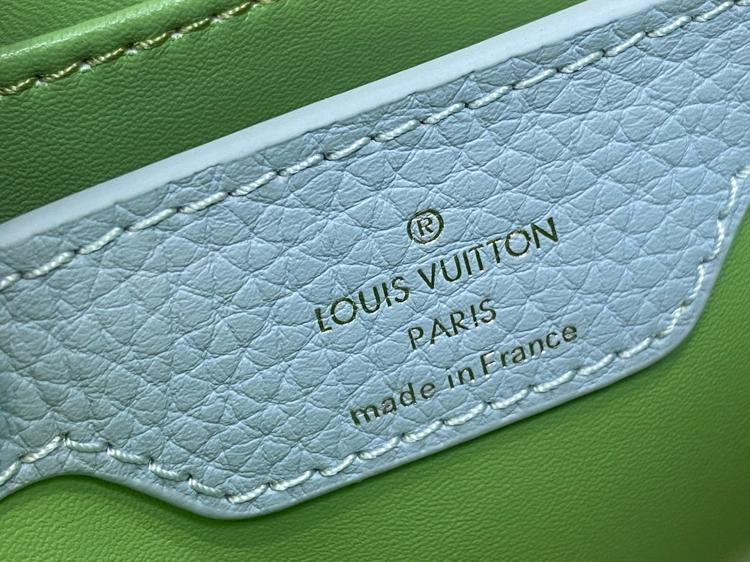 Louis Vuitton CAPUCINES MINI 21 GREEN TAURILLON TURQUOISE SILVER HARDWARE