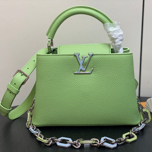 Louis Vuitton CAPUCINES BB 27 GREEN TAURILLON TURQUOISE SILVER HARDWARE