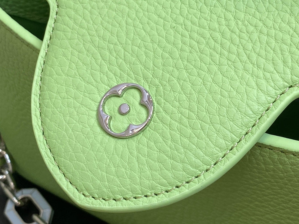 Louis Vuitton capucines mm 31.5 green taurillon leather turquoise silver hardware