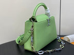 Louis Vuitton capucines mm 31.5 green taurillon leather turquoise silver hardware