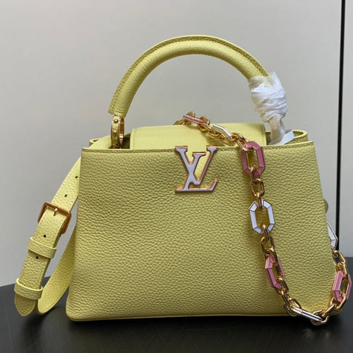 Louis Vuitton capucines mm 31.5 yellow taurillon leather gold hardware