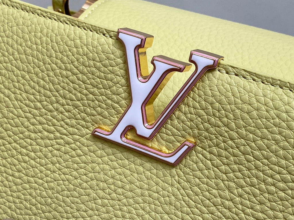 Louis Vuitton capucines mm 31.5 yellow taurillon leather gold hardware
