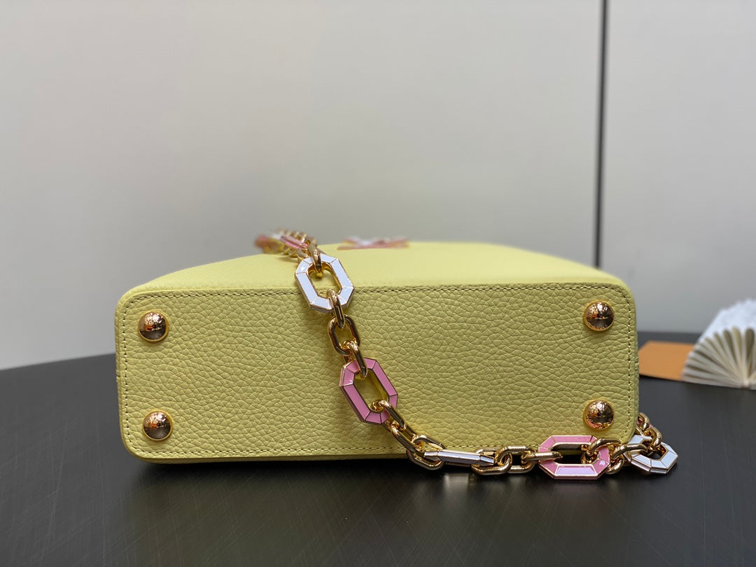 Louis Vuitton CAPUCINES BB 27 YELLOW TAURILLON GOLD HARDWARE