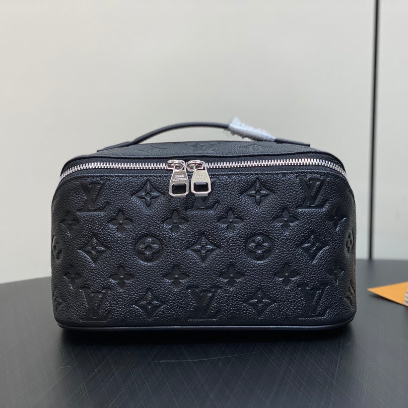 Louis Vuitton TOILETRY BAG 24 IN BLACK MONOGRAM EMBOSSED CALFSKIN