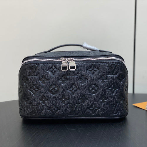 Louis Vuitton TOILETRY BAG 24 IN BLACK MONOGRAM EMBOSSED CALFSKIN