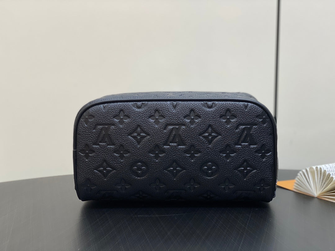 Louis Vuitton TOILETRY BAG 24 IN BLACK MONOGRAM EMBOSSED CALFSKIN