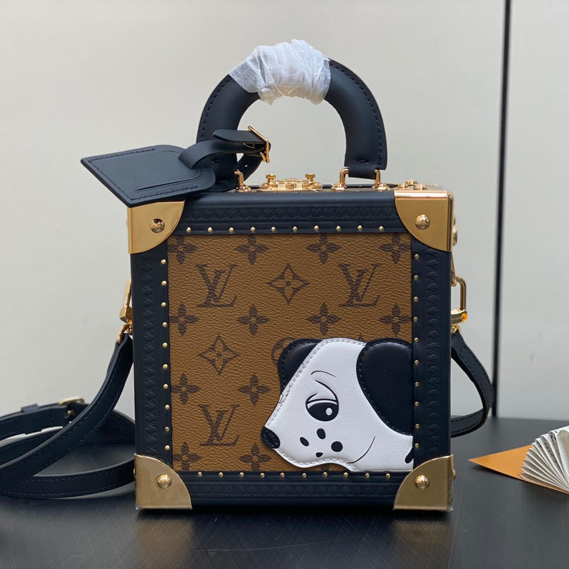 Louis Vuitton MINI SQUARE TRUNK 17 DOG PRINT IN BROWN MONOGRAM REVERSE CANVAS