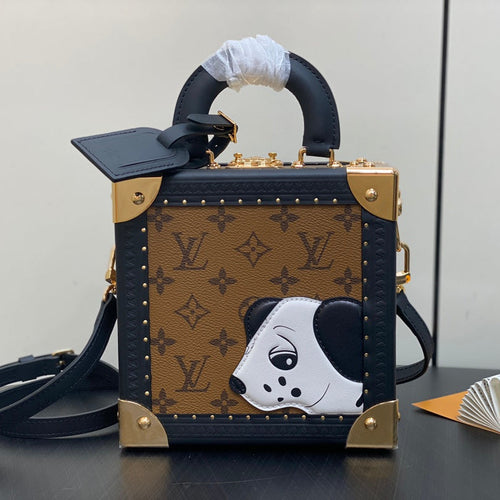 Louis Vuitton MINI SQUARE TRUNK 17 DOG PRINT IN BROWN MONOGRAM REVERSE CANVAS