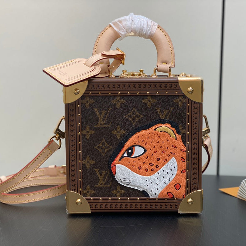 Louis Vuitton MINI SQUARE TRUNK 17 LEOPARD PRINT IN BROWN MONOGRAM CANVAS