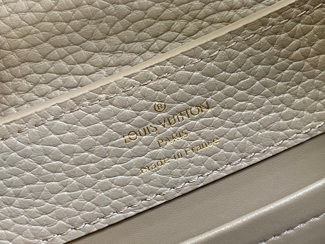 Louis Vuitton CAPUCINES MINI 21 IN KHAKI BROWN TAURILLON